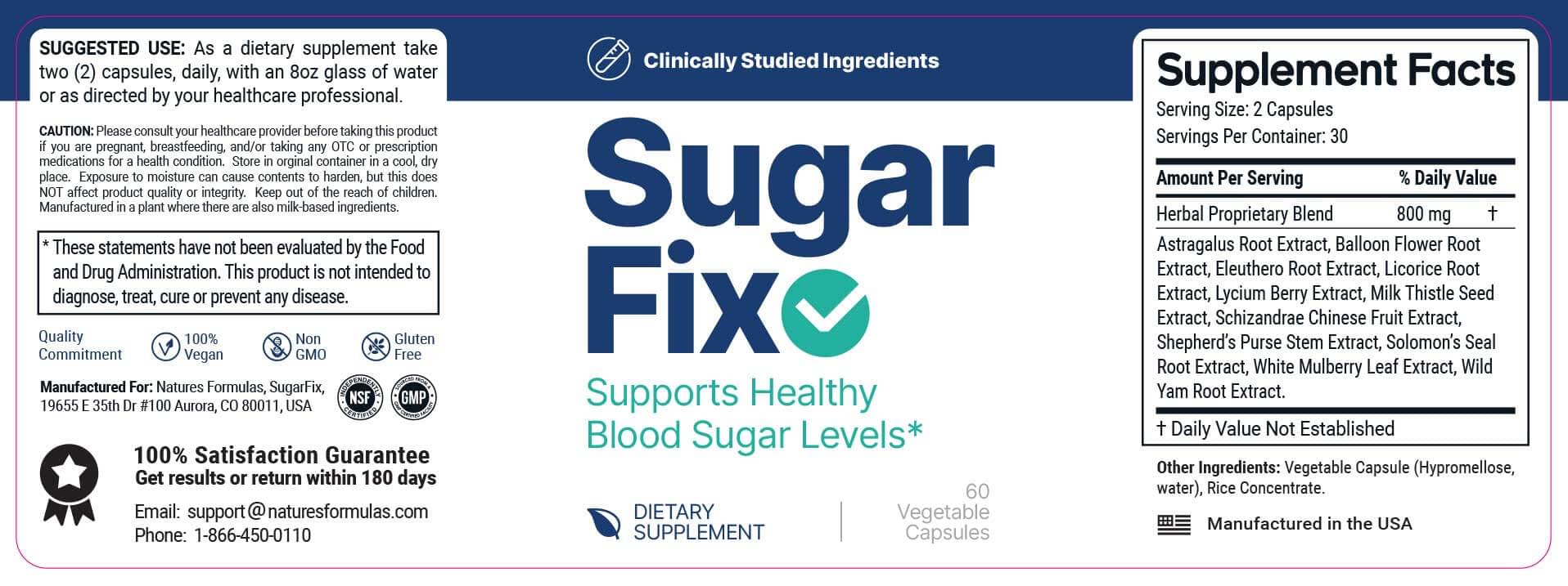 SugarFix Label